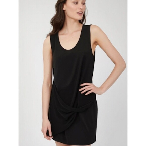 AllSaints Afia  Black Dress Size 8 Black Mini Twist Overlay Party Ready Side zip - Picture 1 of 13